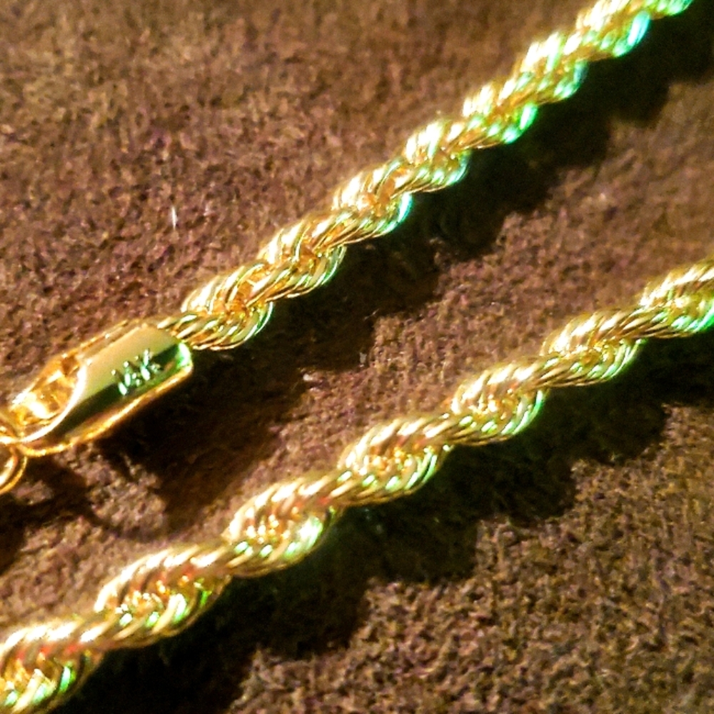 14kgold stamped necklace roped chain jewelry New